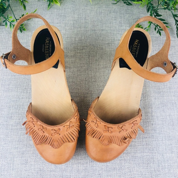 Swedish Hasbeens Shoes - Swedish Hasbeens Tan Fringe Sandal